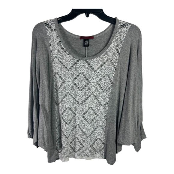 Buckle Shirt Women’s M Gray White Lace Floral BKE Boutique G227 - Picture 4 of 6